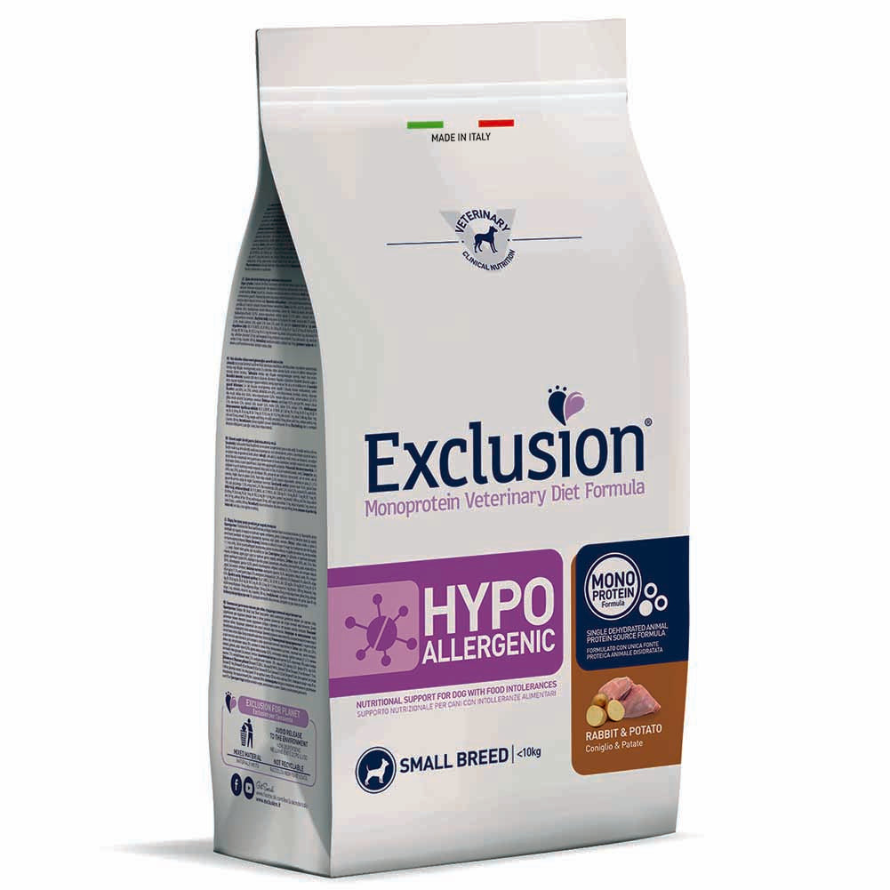 Exclusion Hypoallergenic Coniglio e Patate 2kg per Cani Adulti di Taglia Piccola 1