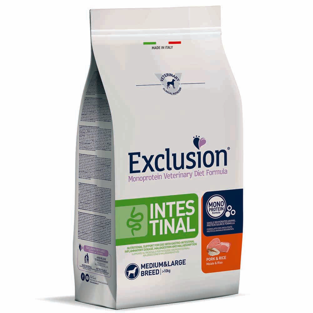Exclusion Intestinal Maiale e Riso 2kg per Cani Adulti di Taglia Media e Grande 1
