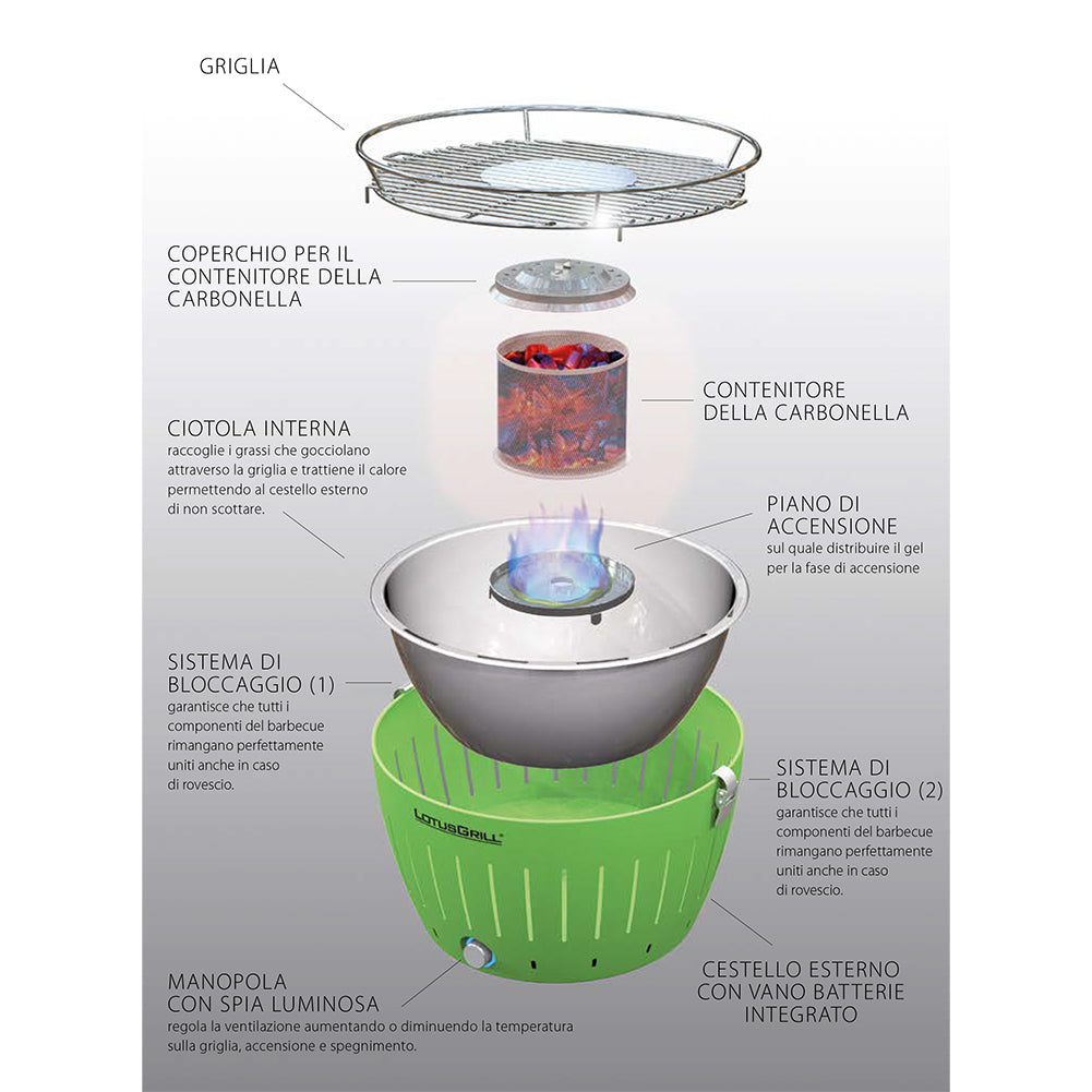 Barbecue portatile a carbonella LotusGrill XL Arancione con USB LGG435UOR 4