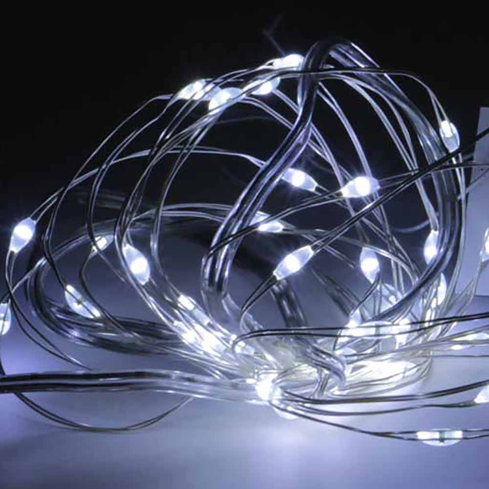 Catena luminosa a batteria 20 Nano led bianco ghiaccio e luce fissa con filo modellabile 1