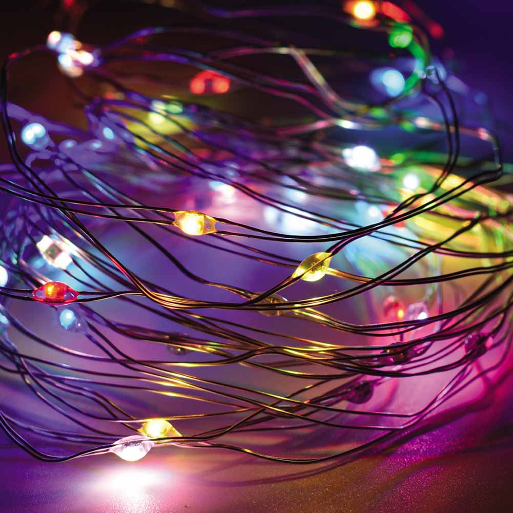 Catena luminosa a batteria 50 Nano led multicolor luce fissa con filo modellabile 1