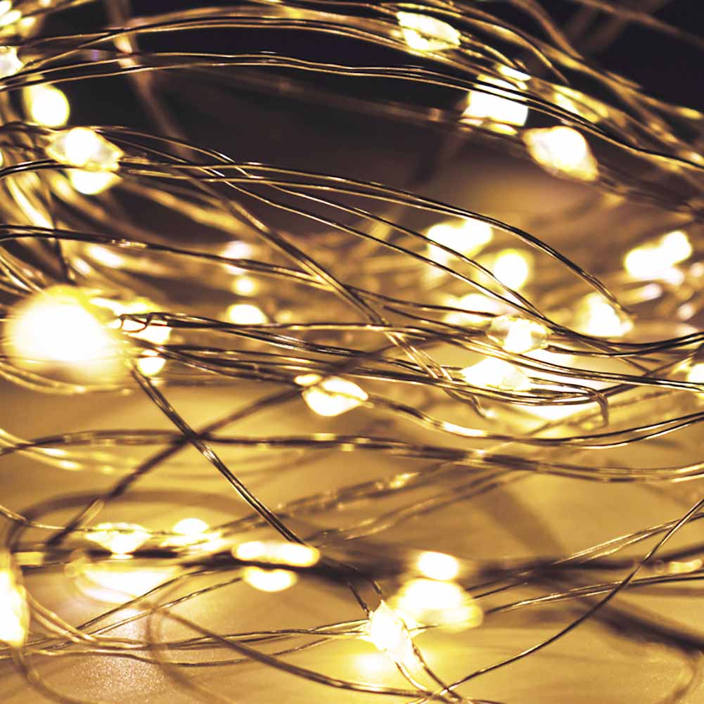 Catena luminosa a batteria 50 Nano led luce calda fissa con filo modellabile 1