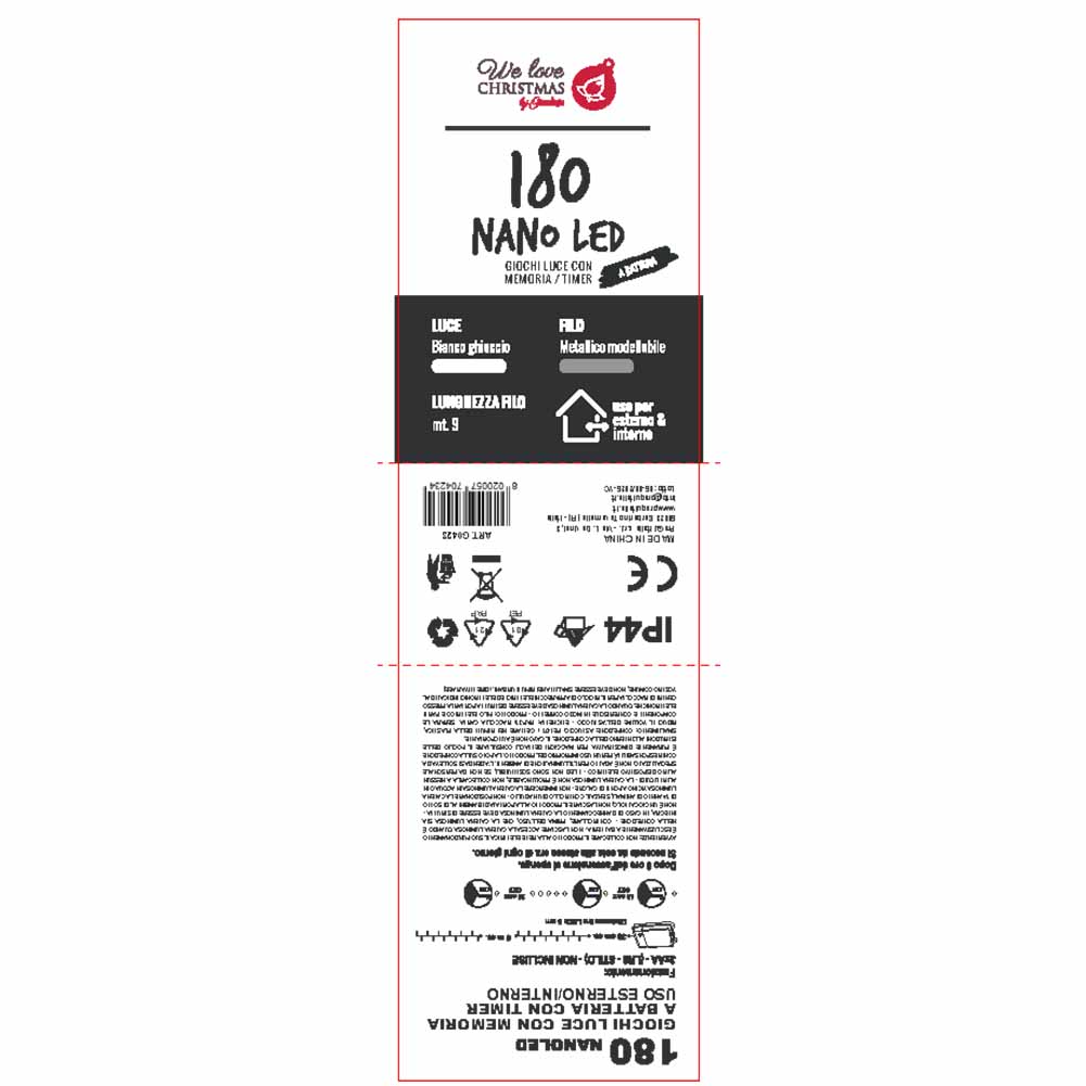 Catena luminosa a batteria 180 Nano led bianco ghiaccio con filo modellabile e giochi di luce 3