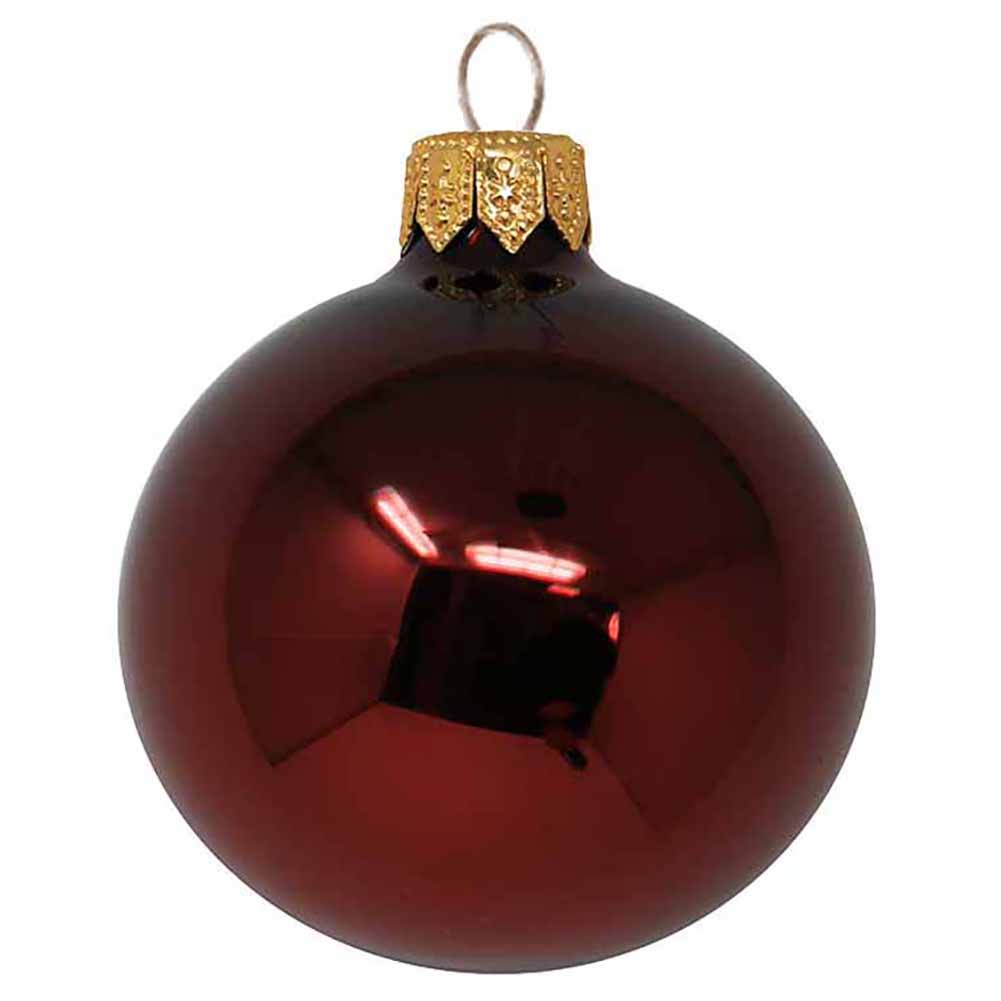 Pallina di Natale in vetro bordeaux lucido 15cm 1