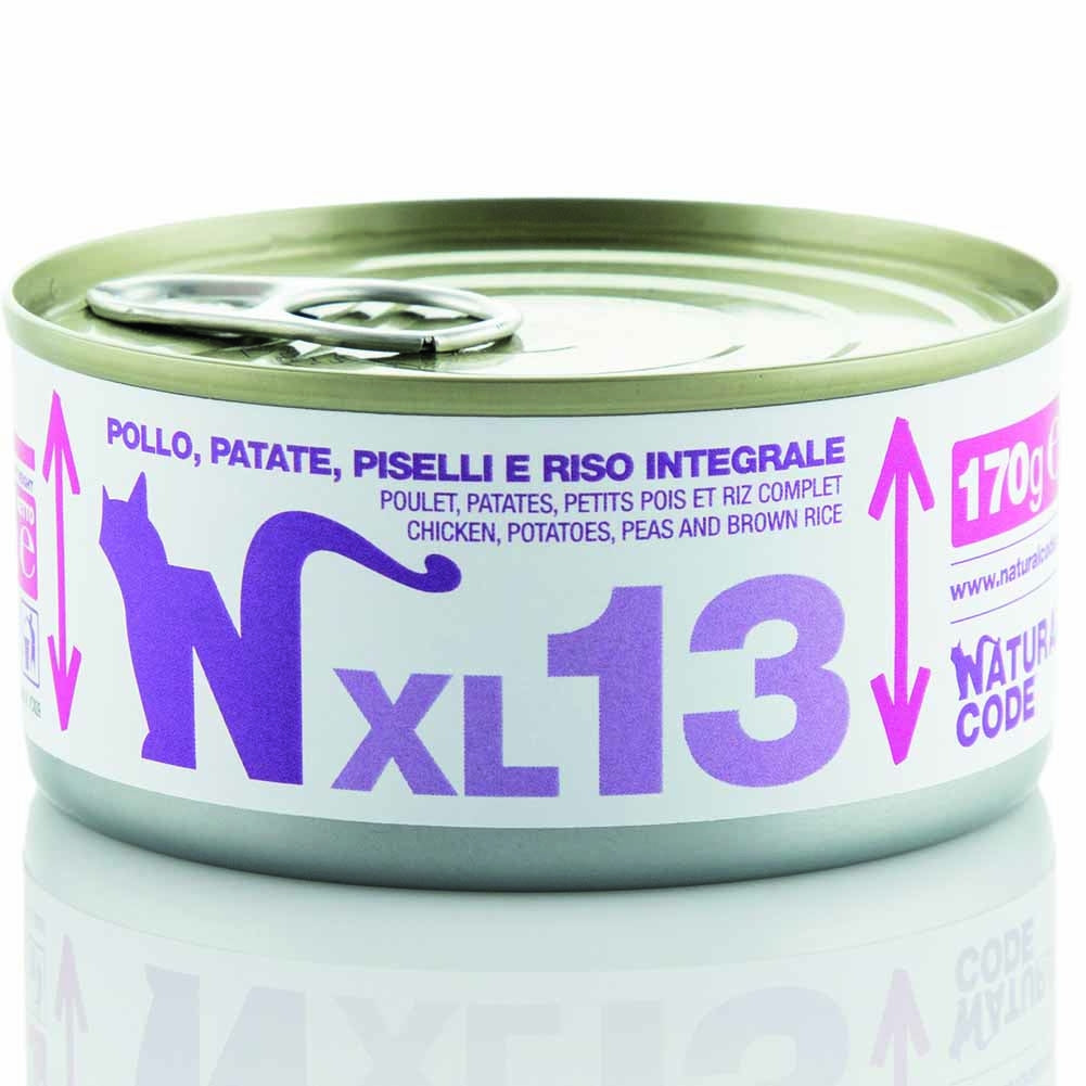 Alimento gatto umido Natural Code XL 13 Pollo patate piselli e riso integrale 170g 1
