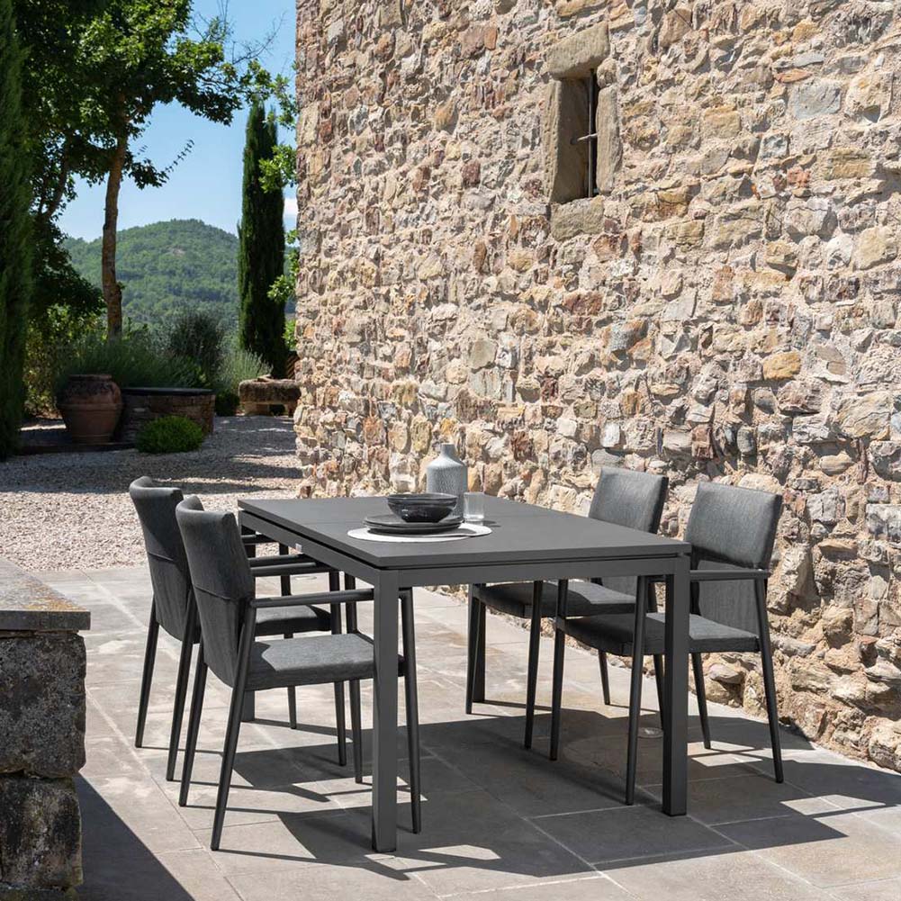 Sedia con braccioli Adam Charcoal tessuto grigio scuro Talenti 2