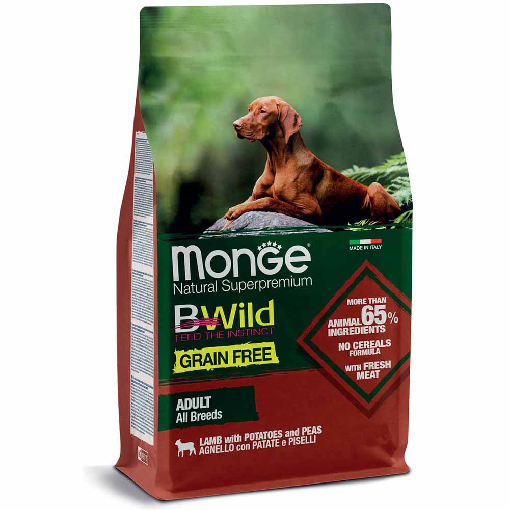 Alimento cane Monge BWild All Breeds Adult Agnello patate e piselli 1