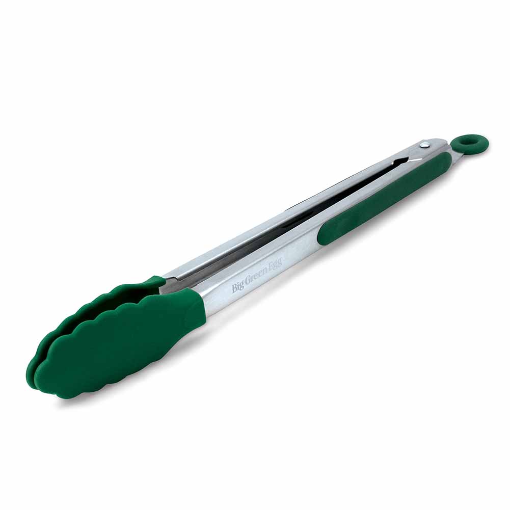 Pinza in acciaio con manico verde 30cm Big Green Egg BGE116857 1