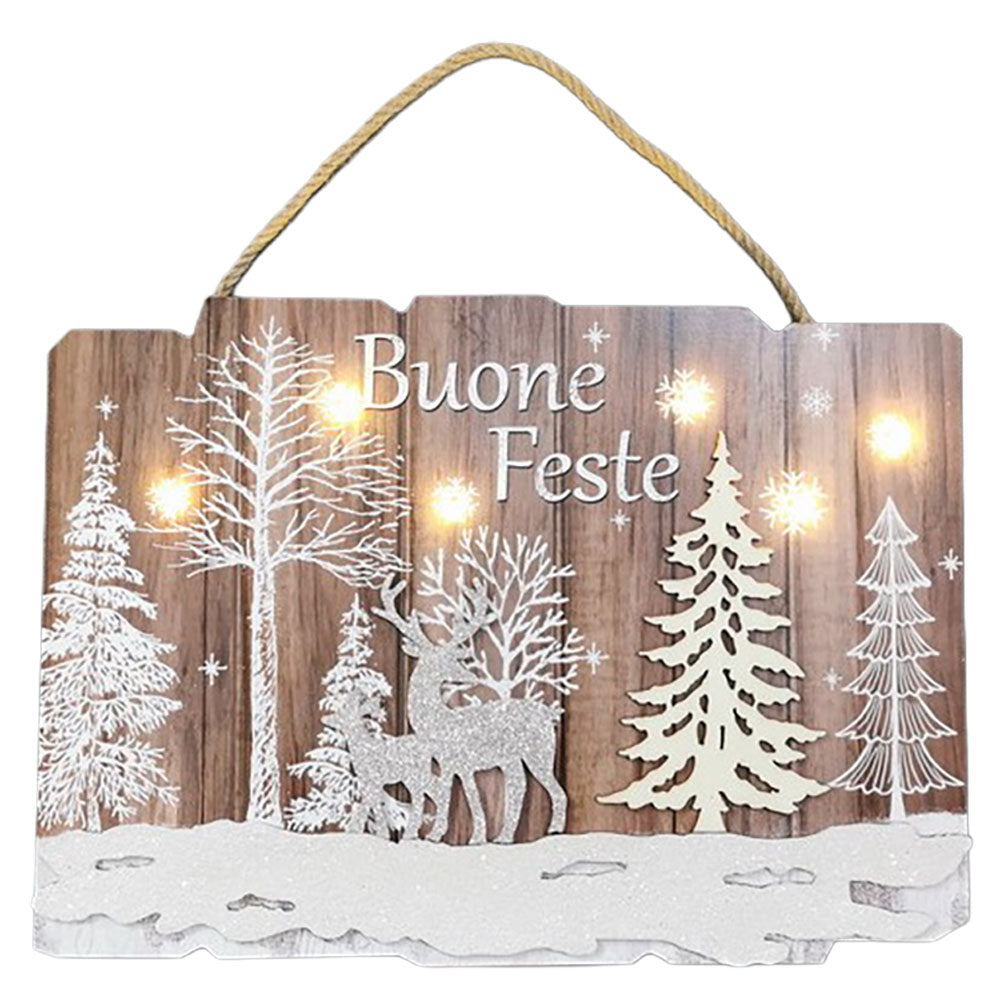 Fuoriporta LED con renne scritta Buone Feste 38x28 cm 1
