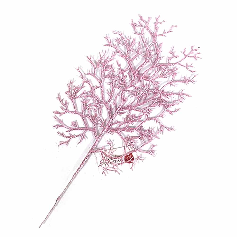 Foglia corallo glitter rosa cangiante 33cm 1