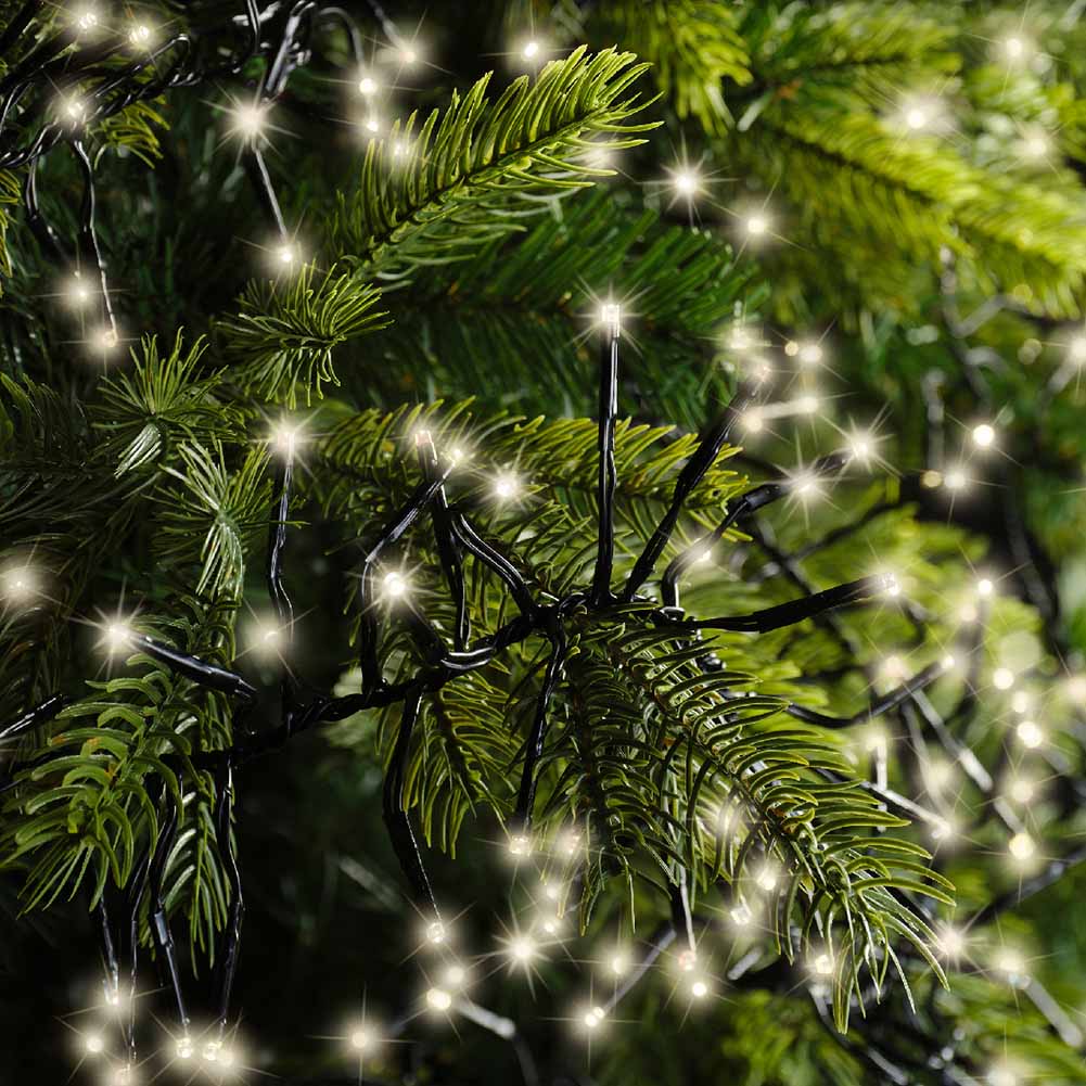 Catena luminosa Cluster 1512 led luce calda filo nero con giochi di luce 14m 3