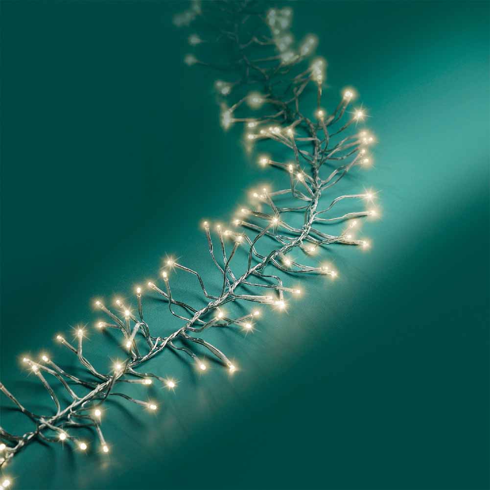 Catena luminosa Cluster 1512 led luce calda filo trasparente con giochi di luce 14m 2