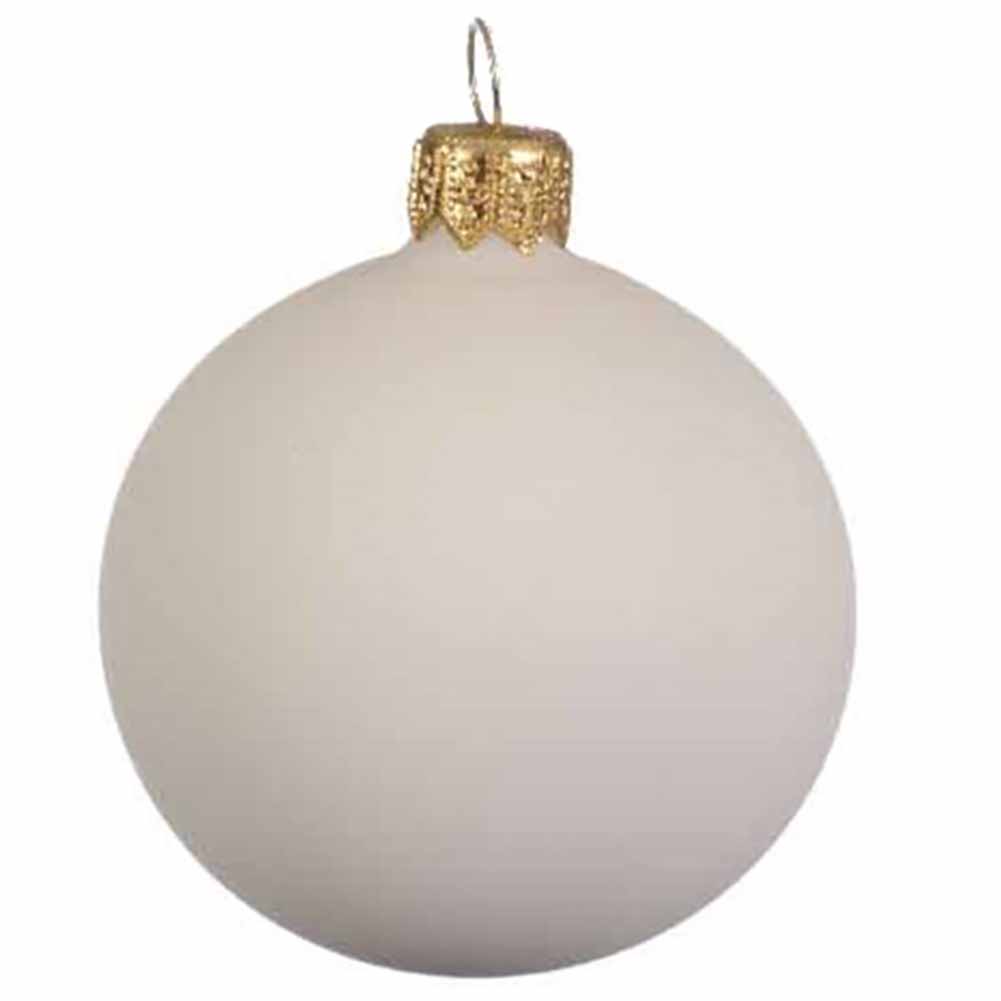 Pallina di Natale in vetro bianco lana opaco 15cm 1