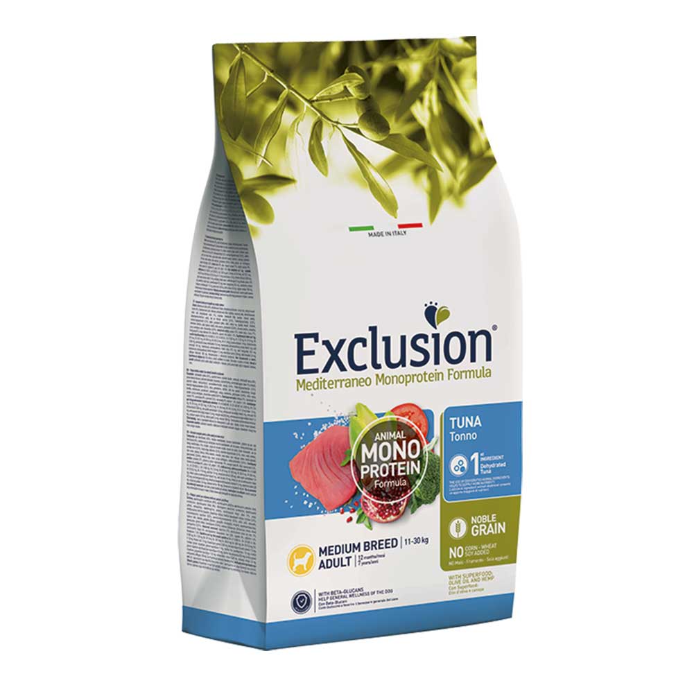 Alimento secco per cani Adult medium Mediterraneo Tonno Exclusion 4