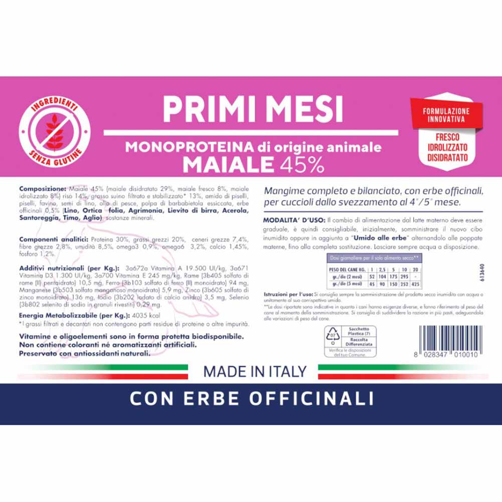 Alimento secco cane Primi mesi maiale Vet Line 2