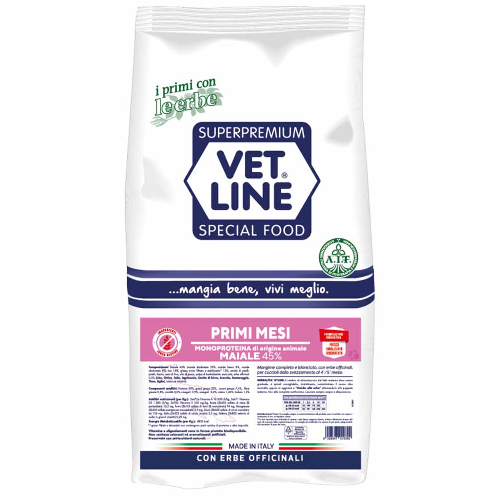 Alimento secco cane Primi mesi maiale Vet Line 4