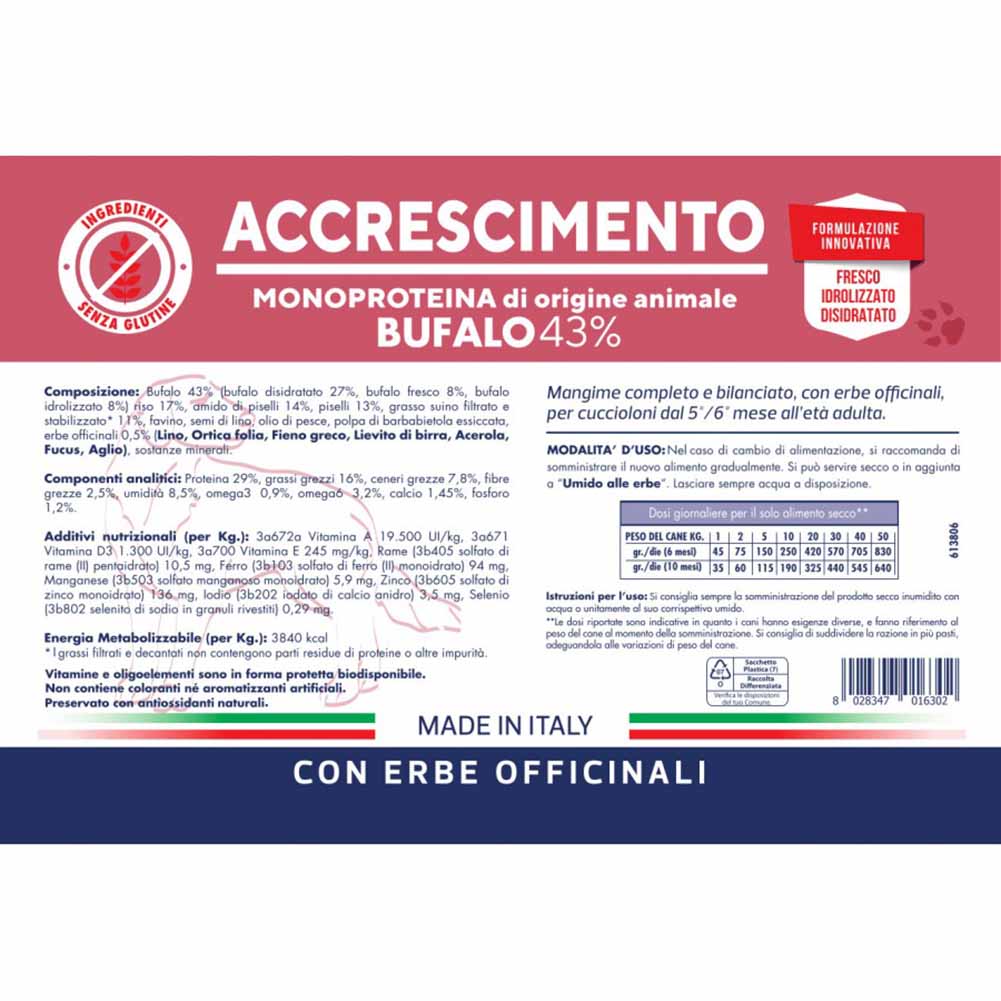 Alimento secco cane accrescimento bufalo Vet Line 5