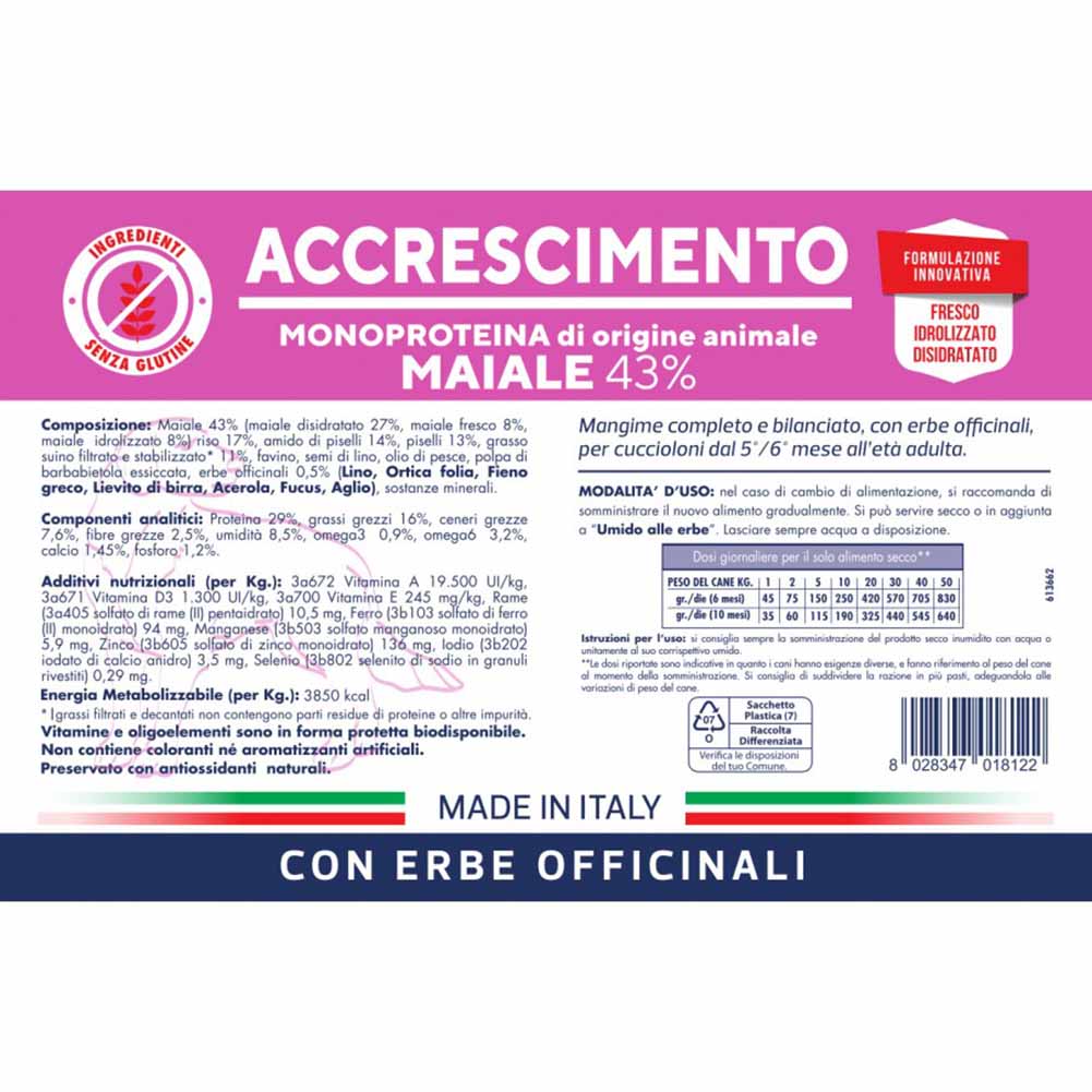 Alimento secco cane accrescimento maiale Vet Line 2
