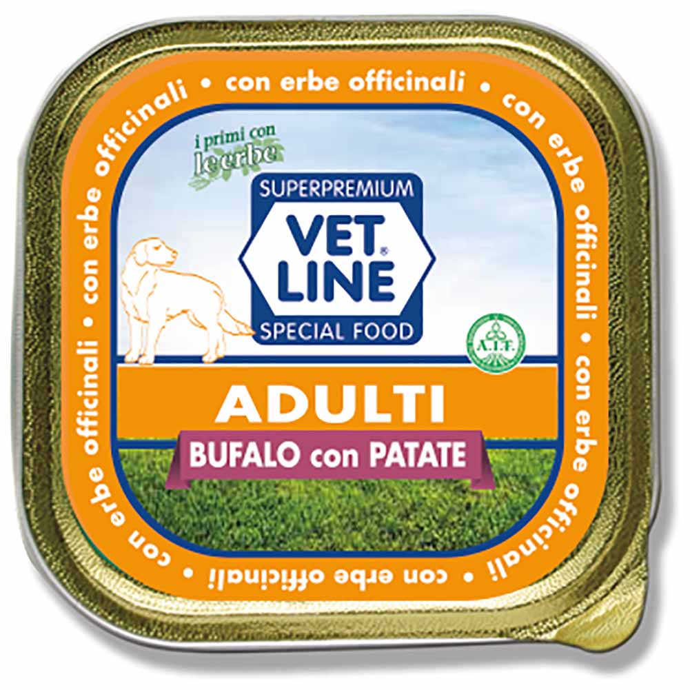 Alimento umido cane adulto bufalo con patate Vet Line 4