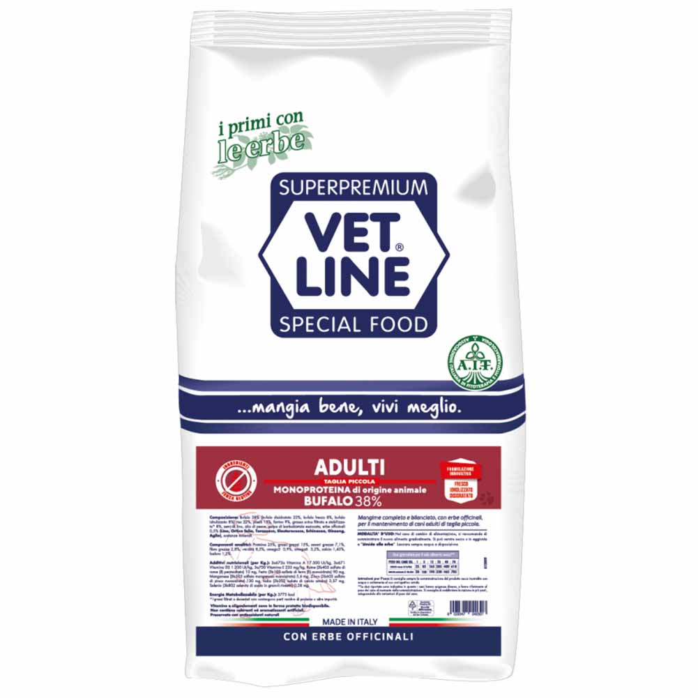 Alimento secco cane adulto taglia piccola bufalo 3kg Vet Line 1