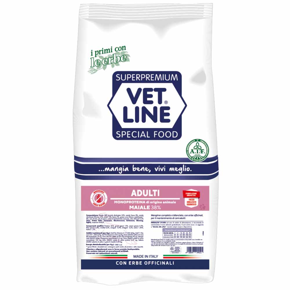 Alimento secco cane adulto maiale Vet Line 1
