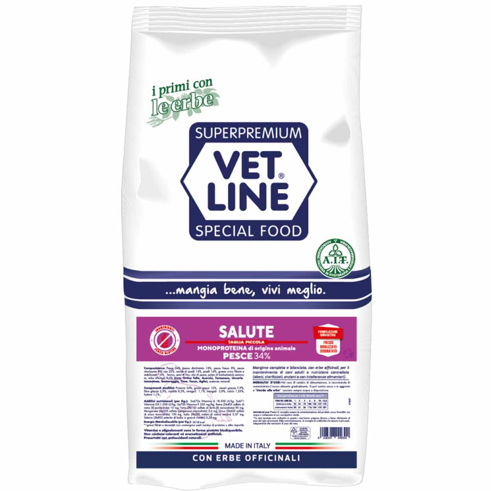 Alimento secco cane adulto Salute taglia piccola pesce 3kg Vet Line 1