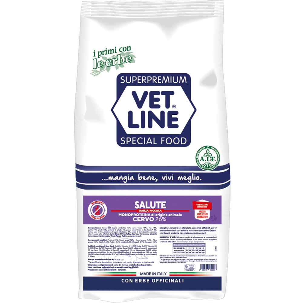 Alimento secco cane adulto taglia piccola Salute cervo 3kg Vet line 1