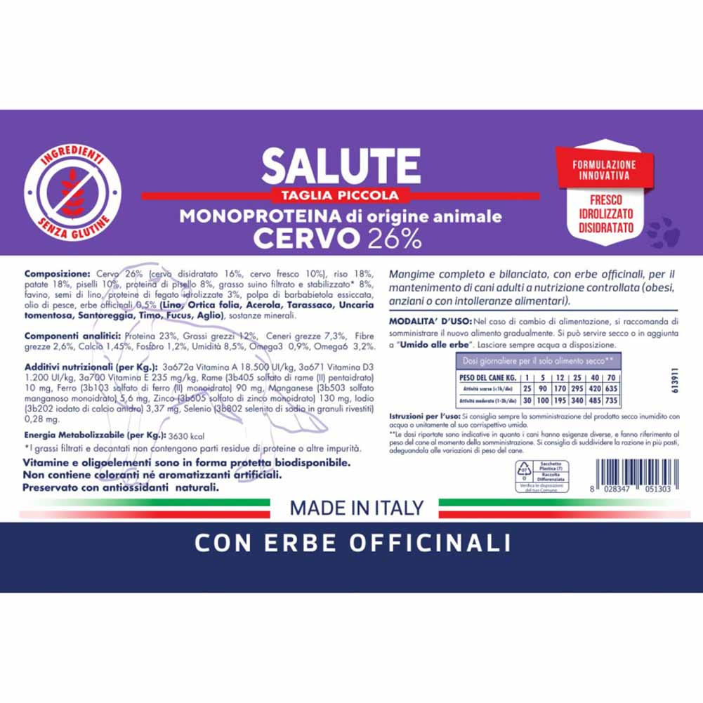 Alimento secco cane adulto taglia piccola Salute cervo 3kg Vet line 2
