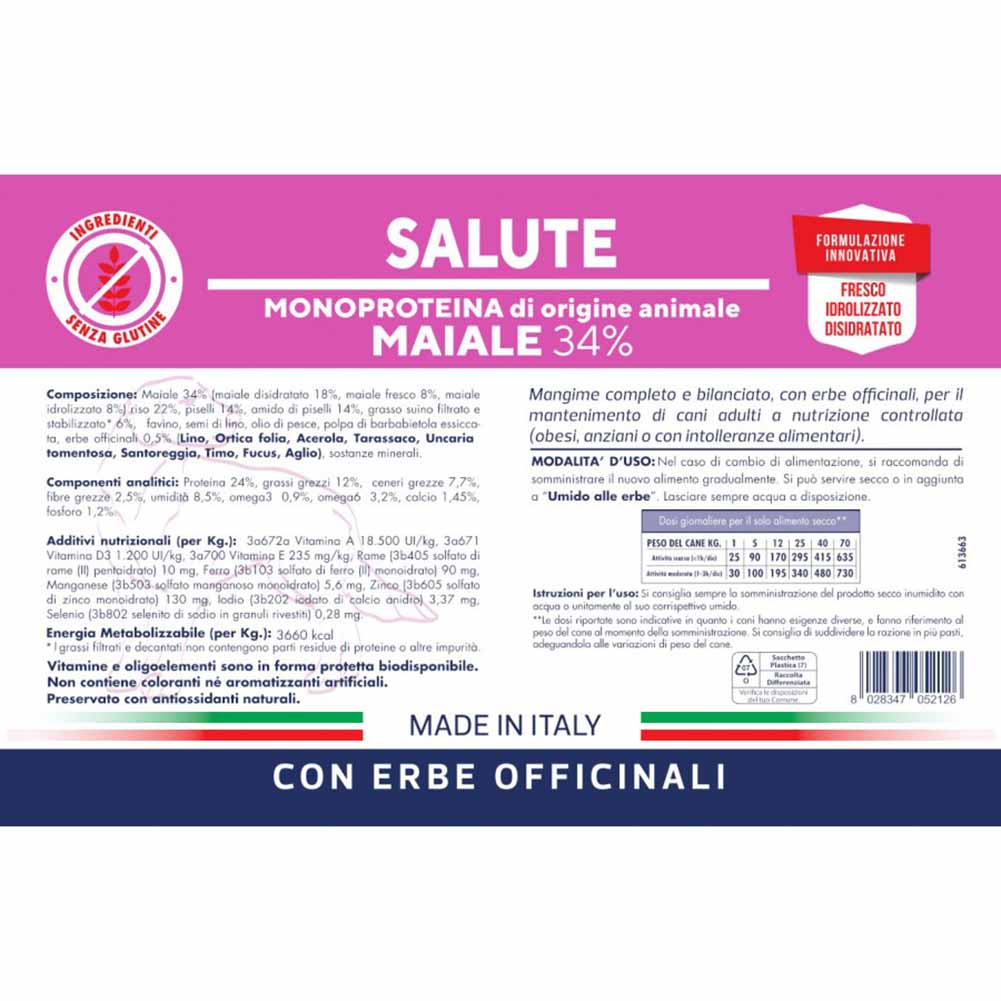 Alimento secco cane adulto Salute maiale Vet Line 2
