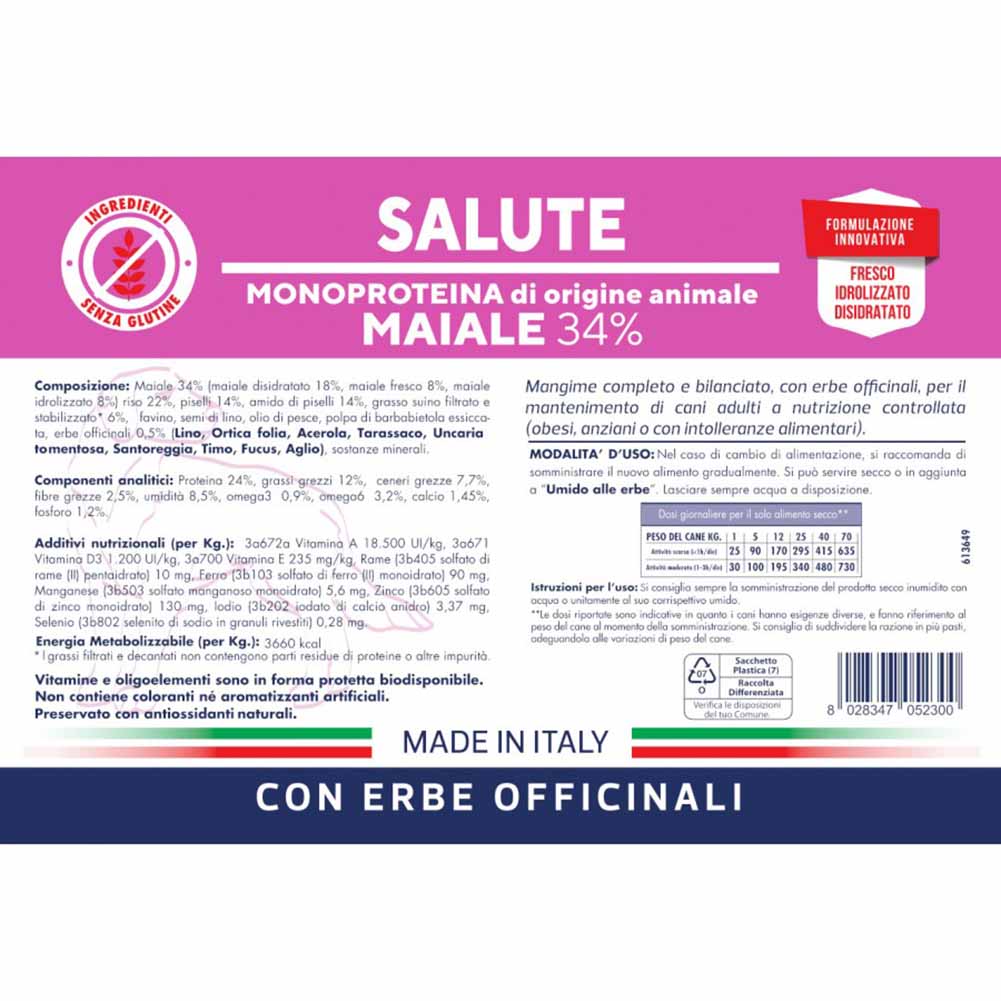 Alimento secco cane adulto Salute maiale Vet Line 5