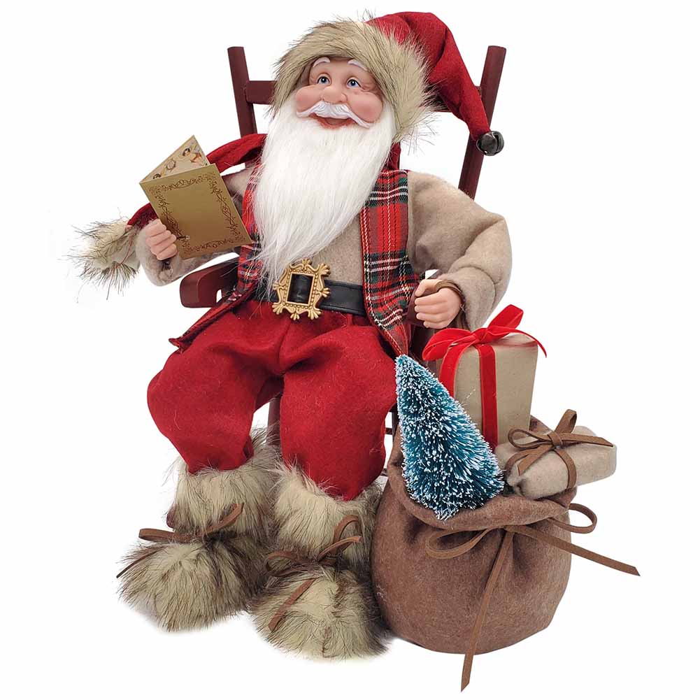 Babbo Natale su sedia con sacco 40cm 1