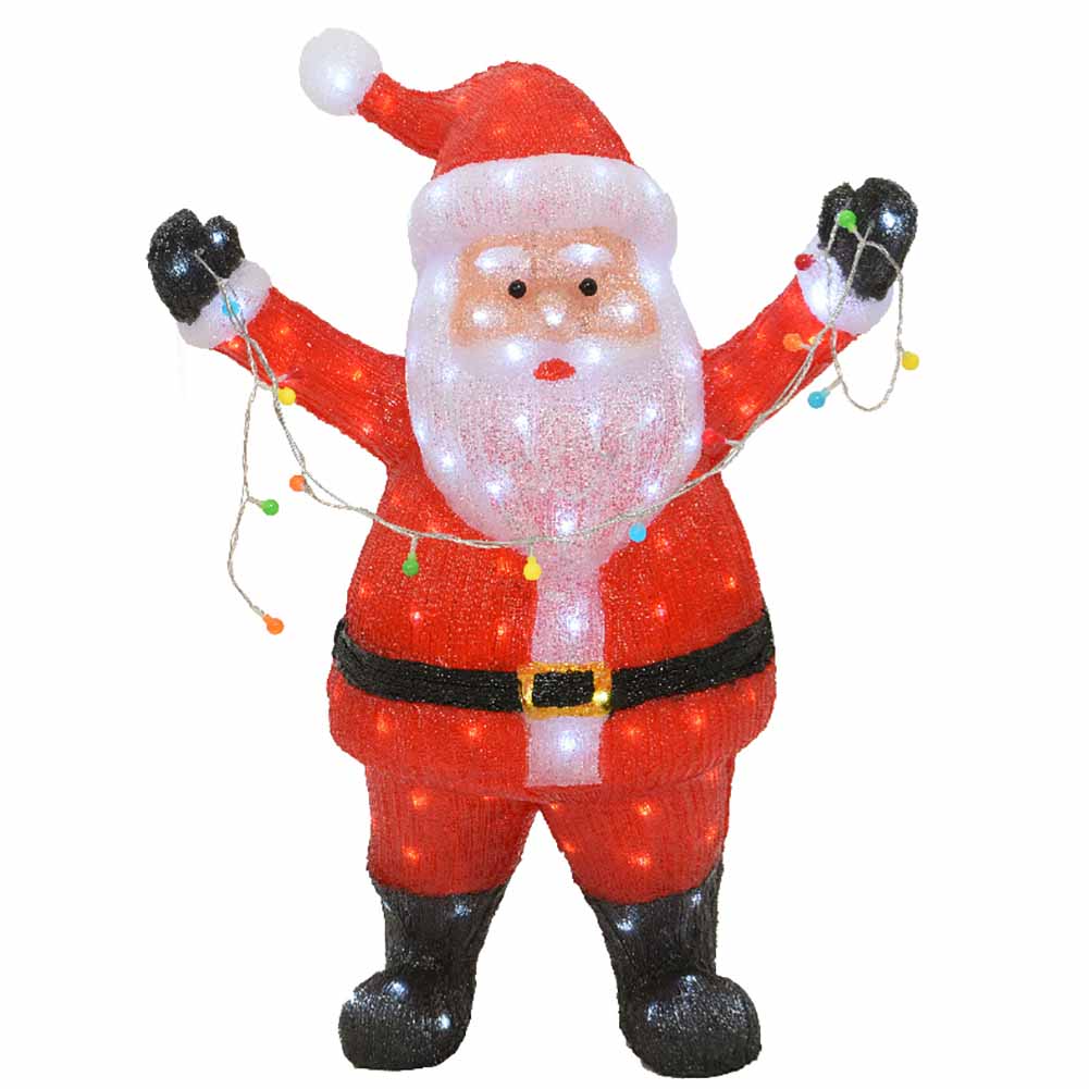 Figura luminosa Babbo Natale con catena 180 led bianco ghiaccio 34x63xh88cm 2
