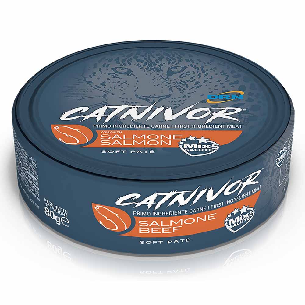 Bocconi DRN Catnivor Salmone Alimento Umido per Gatti Adulti 80g 1