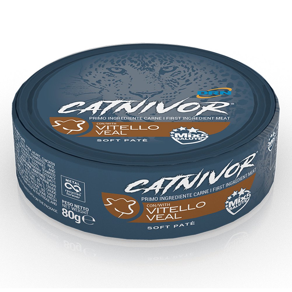 Bocconi DRN Catnivor Vitello Alimento Umido per Gatti Adulti 80g 1