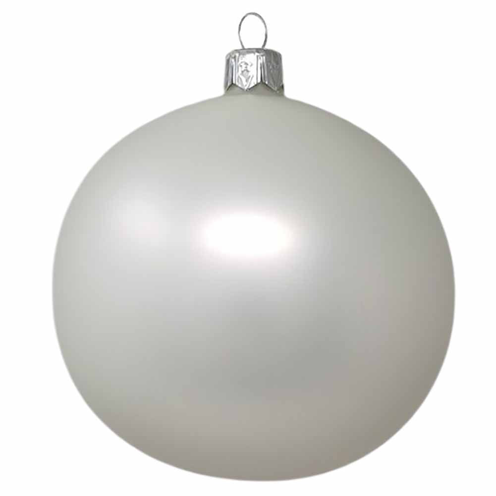 Pallina di Natale in vetro bianco inverno opaco 15cm 1