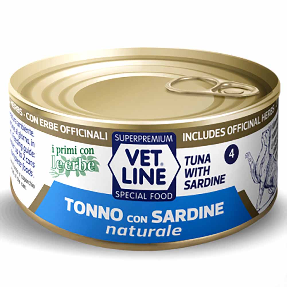 Alimento umido gatto adulto tonno e sardine naturale 70g Vet Line 1