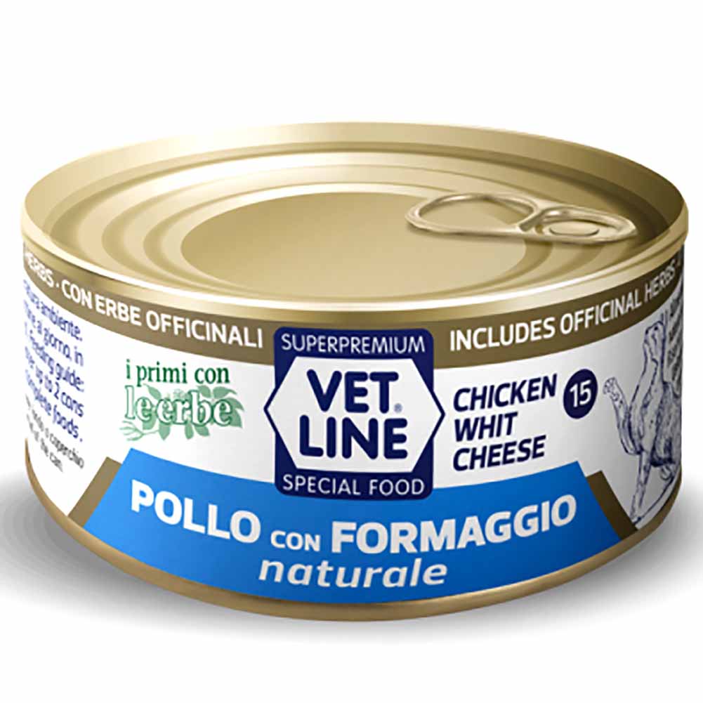 Alimento umido gatto adulto pollo con formaggio naturale 70g Vet Line 1