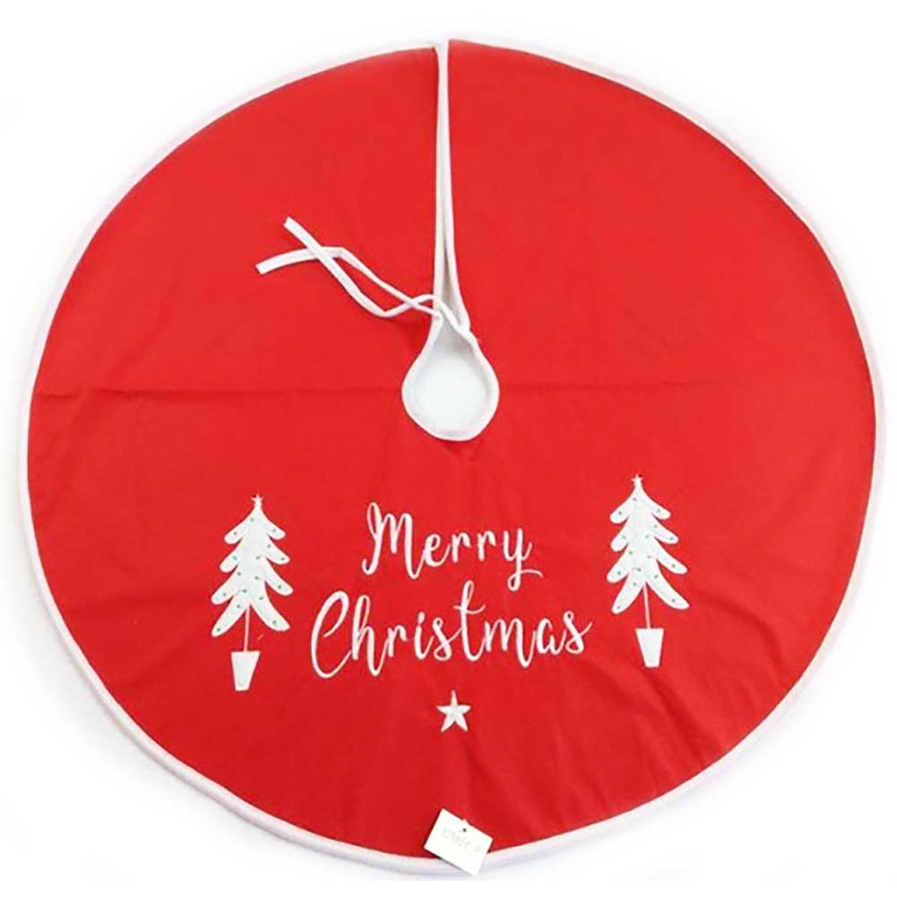 Copribase albero di Natale rosso con scritta Merry Christmas bianca 100cm 1