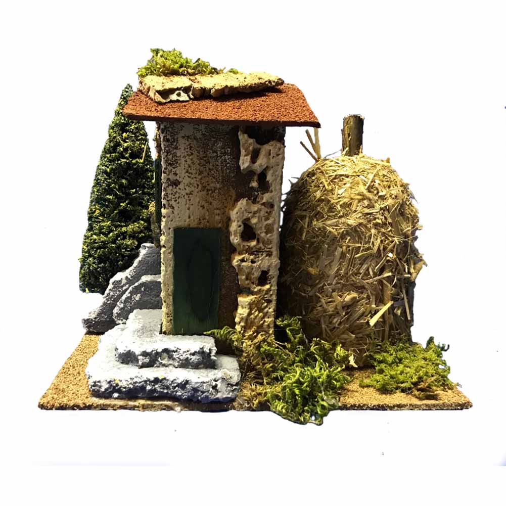 Casa in sughero con covone 20x13x17cm