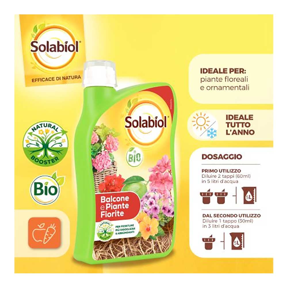 Concime BIO Liquido per Balconi e Piante fiorite 1lt Solabiol 3