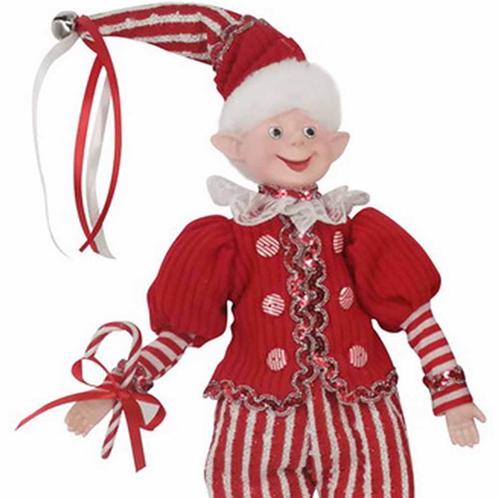 Elfo Giullare rosso e bianco bastone candy 45cm 2
