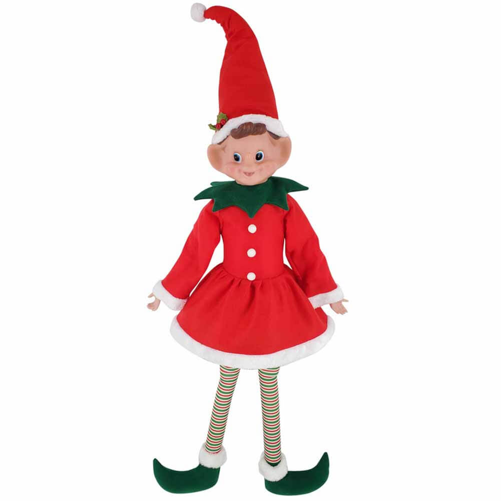 Elfo con vestito rosso e bianco 45cm 1