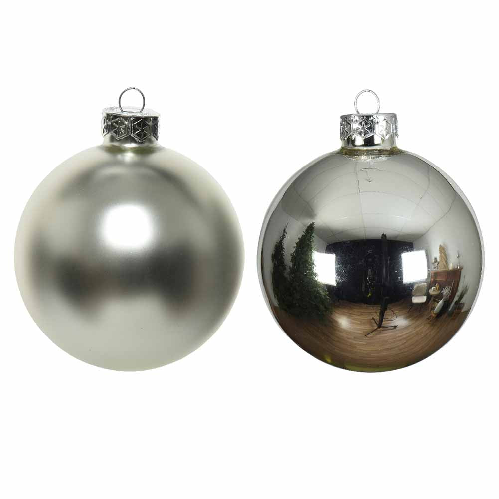Confezione di 10 palline di Natale in vetro argento 6cm 2