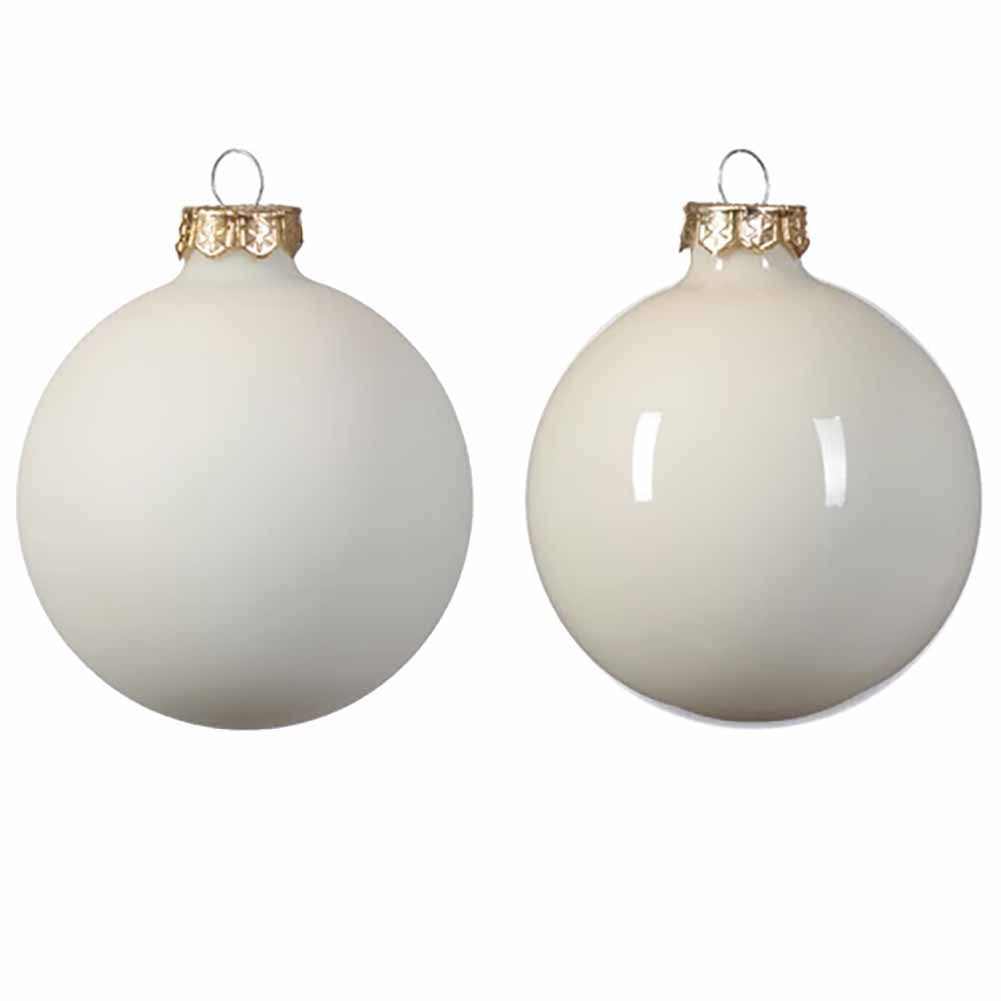 Confezione di 4 palline di Natale bianco lana 10cm 2
