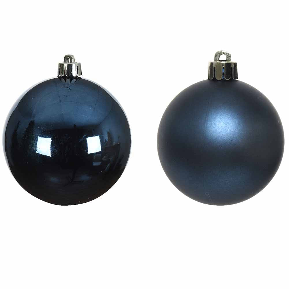 Confezione di 4 palline di Natale blu notte 10cm 2