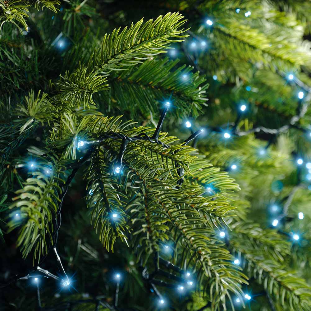 Catena luminosa 500 led compact blu filo verde con giochi di luce 11m 3
