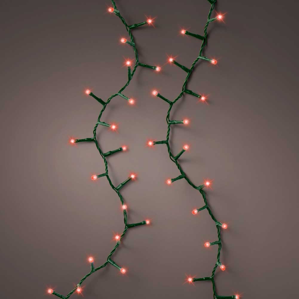 Catena luminosa 500 led compact rosso filo verde con giochi di luce 11m 3