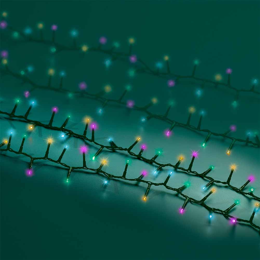 Catena luminosa 1000 led compact soft multicolor filo verde con giochi di luce 22,5m 2