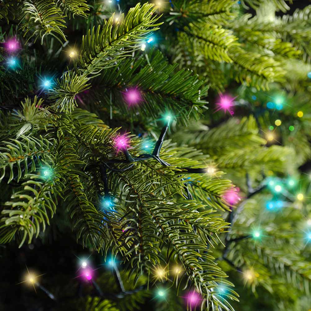 Catena luminosa 1000 led compact soft multicolor filo verde con giochi di luce 22,5m 3
