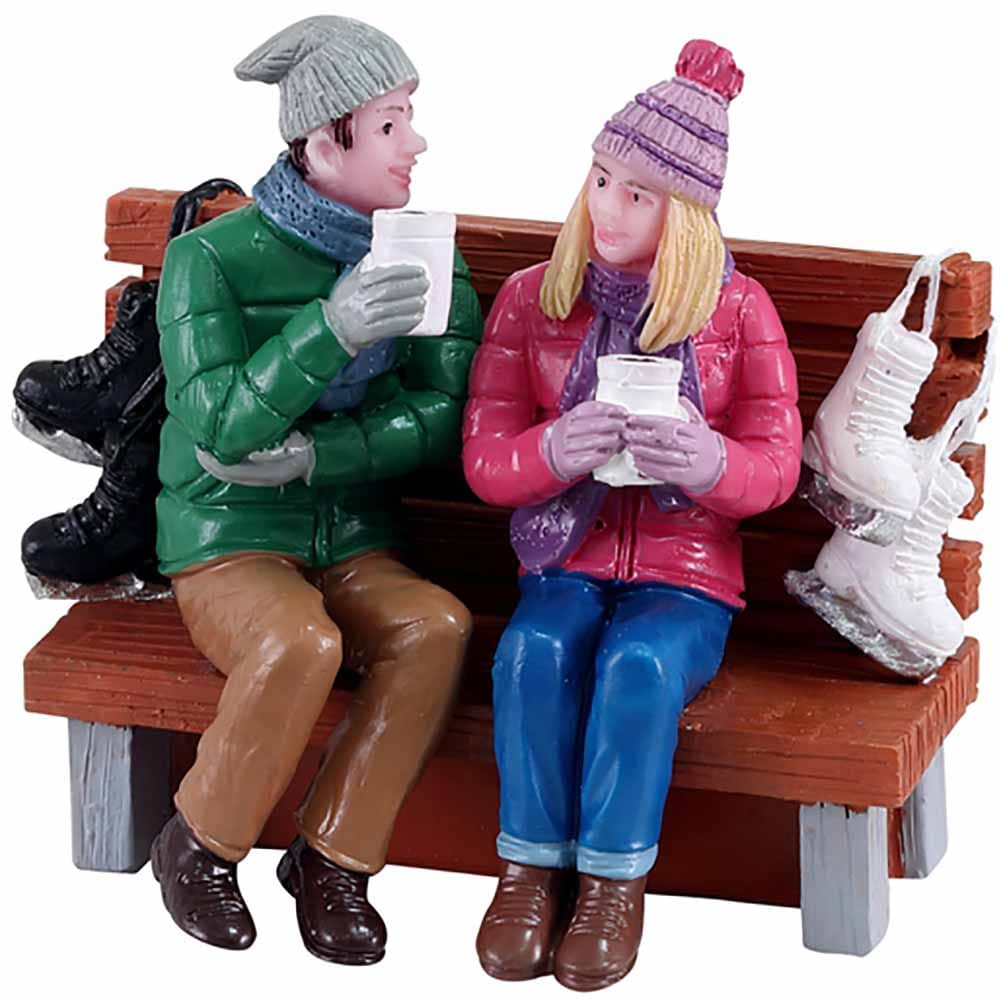 Hot cocoa drinkers Caddington Village Lemax Cod 12046 1